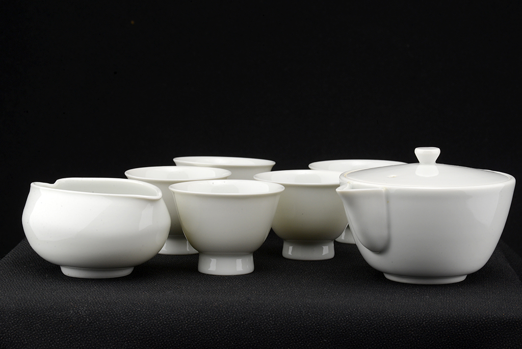 Kyotói fehér porcelán teáskészlet